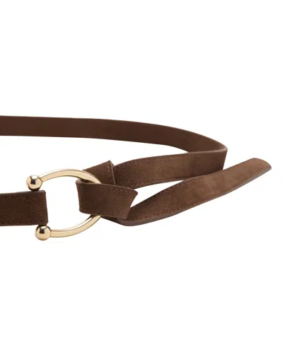 Mango Women's Thin Suede Leather Belt In Brown
