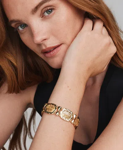 Kendra Scott Daphne Tiger Stripe Openwork Stone Statement Bracelet In Gold,natural