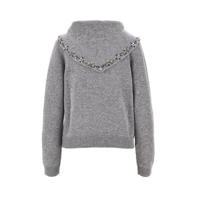 Prada Pullover In Cachemire Con Foulard In Grey
