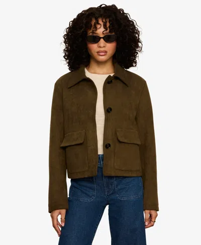 Sanctuary Petite Avid Spread Collar Button-front Jacket In Green