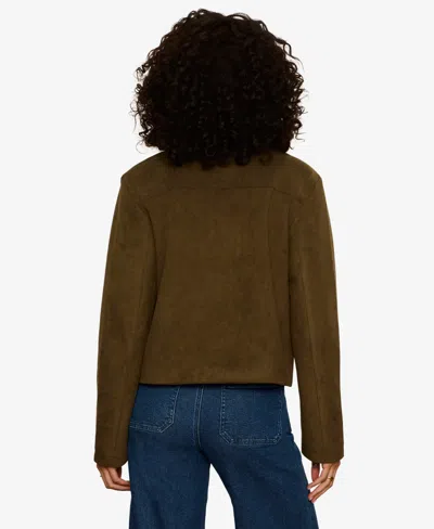 Sanctuary Petite Avid Spread Collar Button-front Jacket In Green