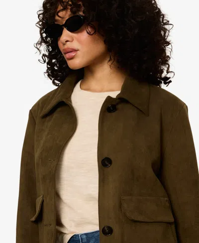 Sanctuary Petite Avid Spread Collar Button-front Jacket In Green
