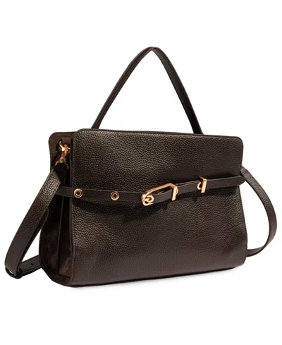 Sam Edelman Structured Florence Medium Leather Satchel Handbag In Chocolate