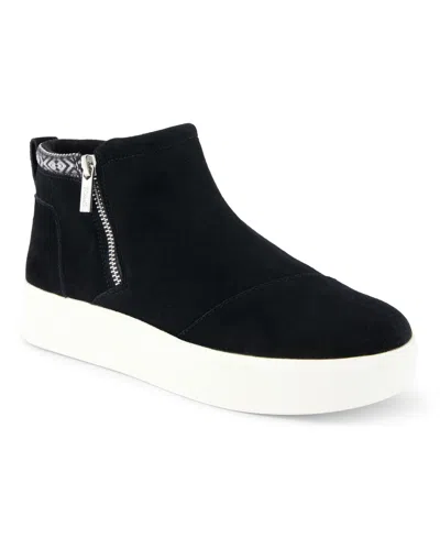 Toms Percy Platform Sneaker Boot In Water Resistant Black Suede