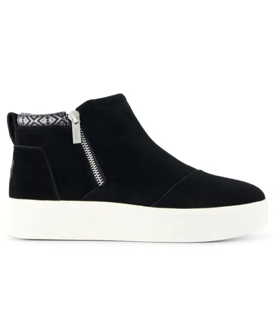 Toms Percy Platform Sneaker Boot In Water Resistant Black Suede