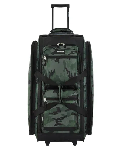 Wrangler Multi-pocket Large Upright Rolling Duffel In Green Camo