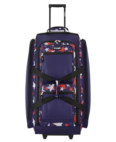 Wrangler Multi-pocket Large Upright Rolling Duffel In Navy Flag