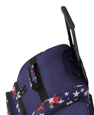 Wrangler Multi-pocket Large Upright Rolling Duffel In Navy Flag