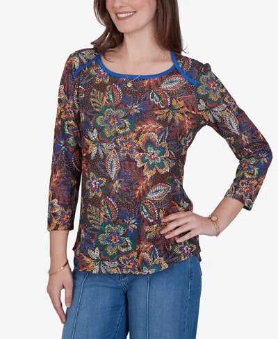 Ruby Rd. Petite Textured Floral Print Knit Top In Multi