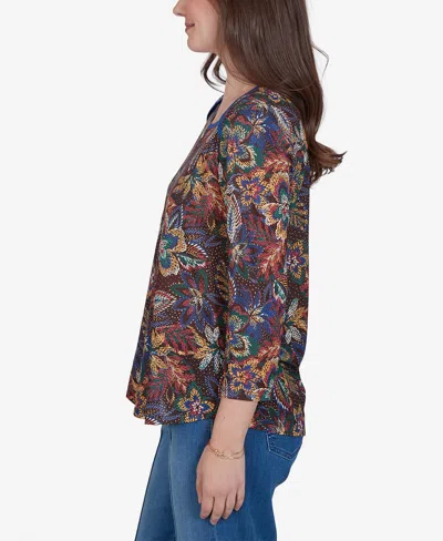 Ruby Rd. Petite Textured Floral Print Knit Top In Multi