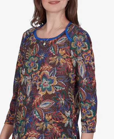 Ruby Rd. Petite Textured Floral Print Knit Top In Multi