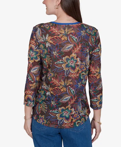Ruby Rd. Petite Textured Floral Print Knit Top In Multi