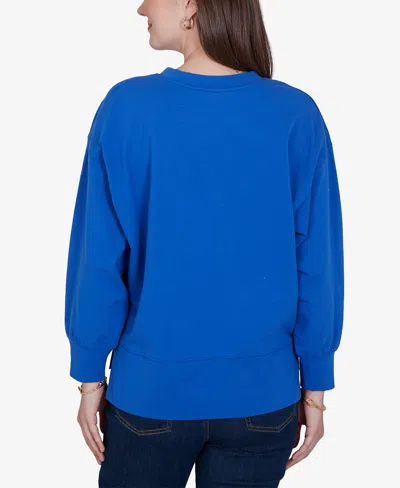 Ruby Rd. Petite Game Day Graphic Terry Sweatshirt In Blue