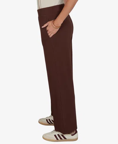 Ruby Rd. Petite Pull-on Wide-leg Knit Pants In Brown