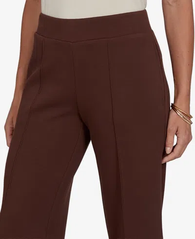 Ruby Rd. Petite Pull-on Wide-leg Knit Pants In Brown