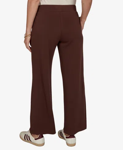 Ruby Rd. Petite Pull-on Wide-leg Knit Pants In Brown