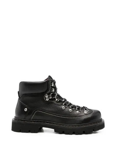 Dsquared2 Lace-up Leather Ankle Boots In Black