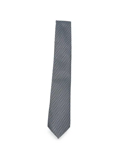 Giorgio Armani Chevron-patterned Silk Tie In Gray