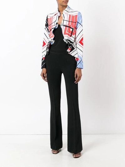 Shop Capucci Ruffled Printed Cropped Jacket In White