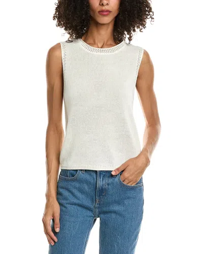 Max Studio Sleeveless Linen-blend Top In White