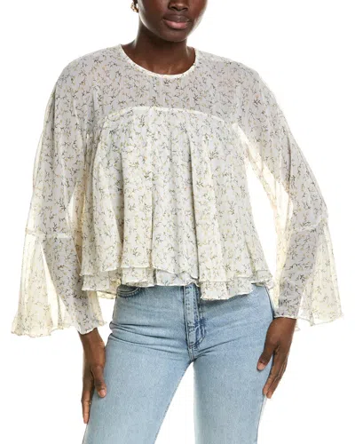 1.state Keyhole Back Ruffle Blouse In White