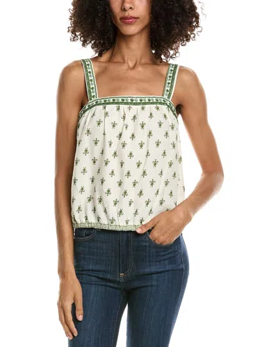 Max Studio Sleeveless Bubble Hem Linen-blend Top In Green