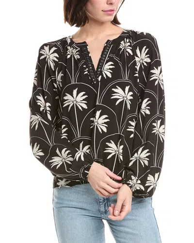 Nvlt Split Neck Challis Top In Brown