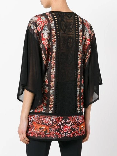 Shop Roberto Cavalli Sheer Panel Kaftan In Black