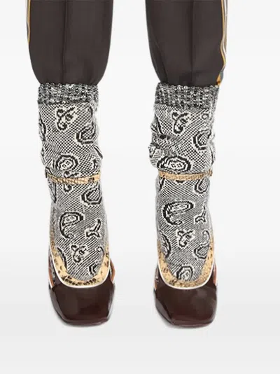 Dries Van Noten Paisley Jacquard Knit Ankle Socks In Gray