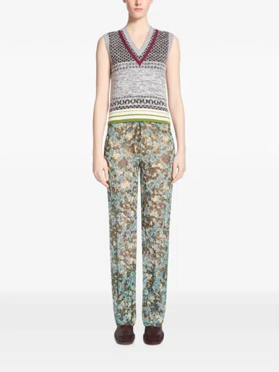 Dries Van Noten Elasticated Pleated Pants In Multi