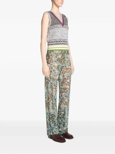 Dries Van Noten Elasticated Pleated Pants In Multi