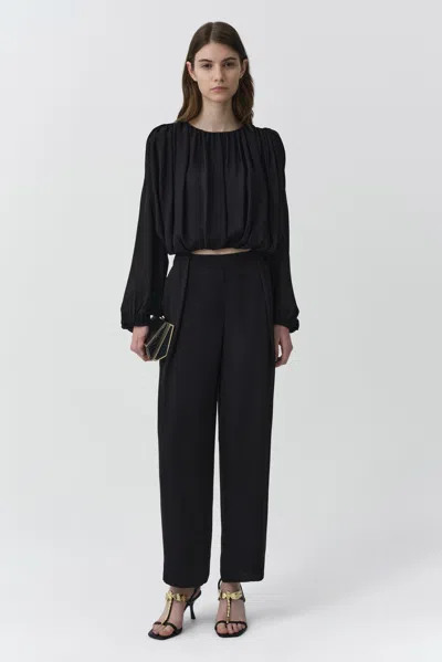 Simkhai Frida Draped Long-sleeve Top In Black