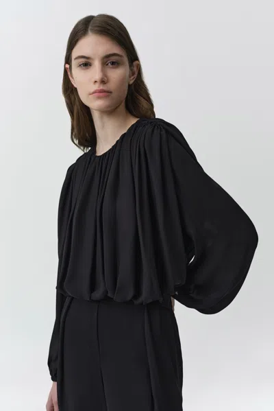Simkhai Frida Draped Long-sleeve Top In Black