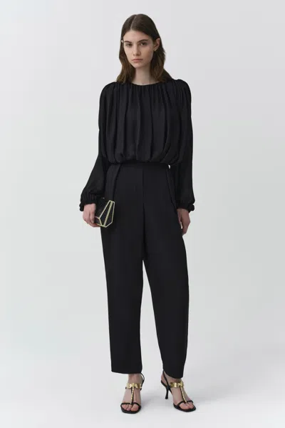 Simkhai Frida Draped Long-sleeve Top In Black