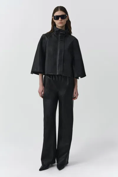 Simkhai Orvik Leather Cape Jacket In Black