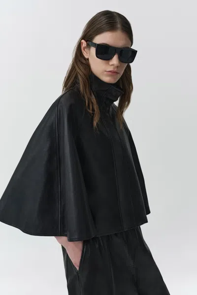 Simkhai Orvik Leather Cape Jacket In Black