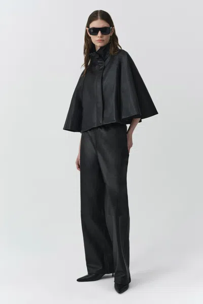 Simkhai Orvik Leather Cape Jacket In Black