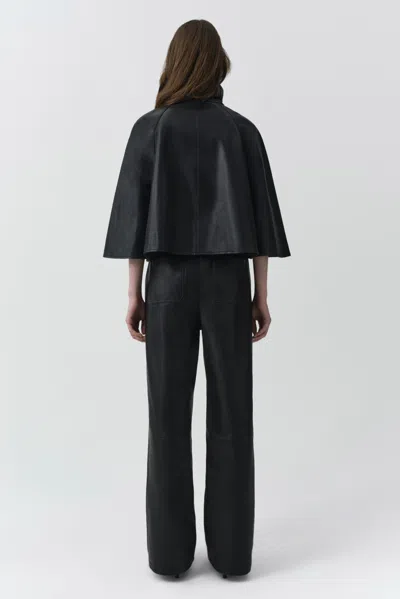 Simkhai Orvik Leather Cape Jacket In Black