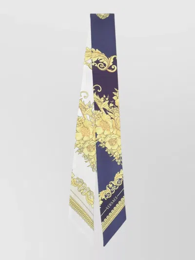 Versace Silk Bandeau Barocco Floral Print Accessory In Blue