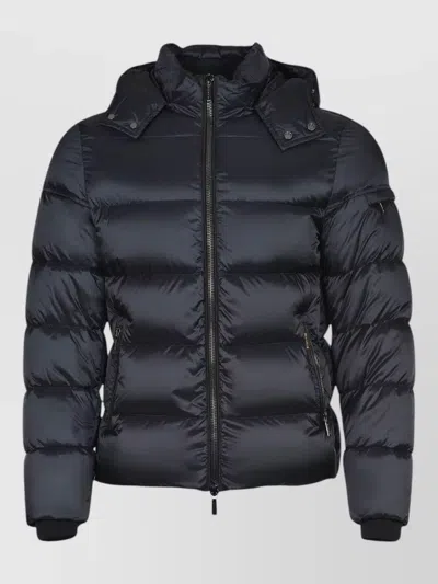 Moorer Hooded Padded Casual Coat Regular Fit In Blue