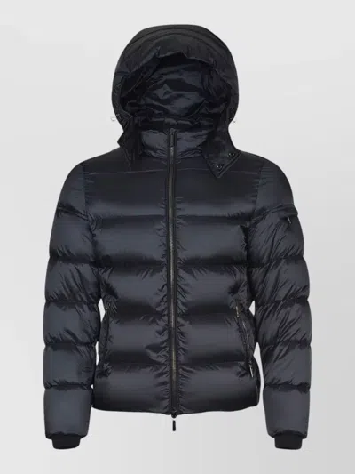 Moorer Hooded Padded Casual Coat Regular Fit In Blue