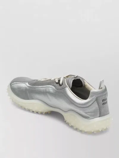 Miu Miu Lightweight Sneakers Pull Tab Textured Upper In Blue