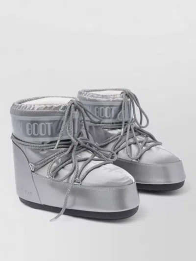 Moon Boot Icon Low Glance Flat Sole Boots Nylon In Silver