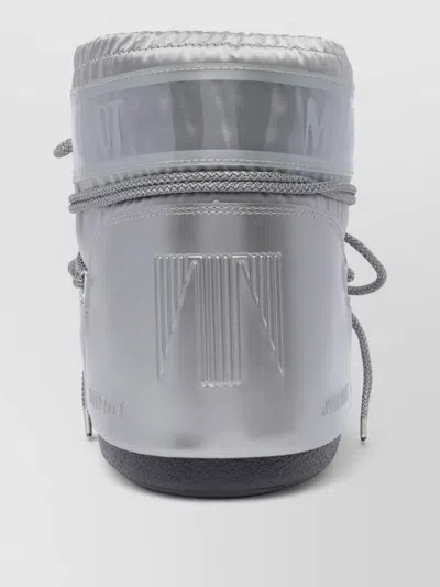 Moon Boot Icon Low Glance Flat Sole Boots Nylon In Silver