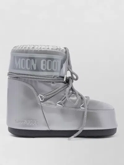 Moon Boot Icon Low Glance Flat Sole Boots Nylon In Silver