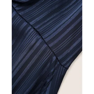 Bloomchic Textured Chiffon Mesh Patchwork Ruched Dress In Blue