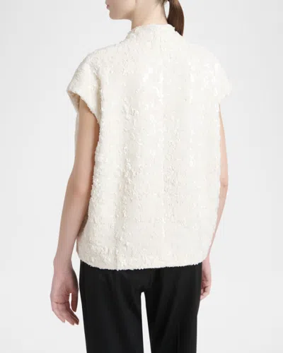 Kiton Sequined Tweed Open Jacket In White