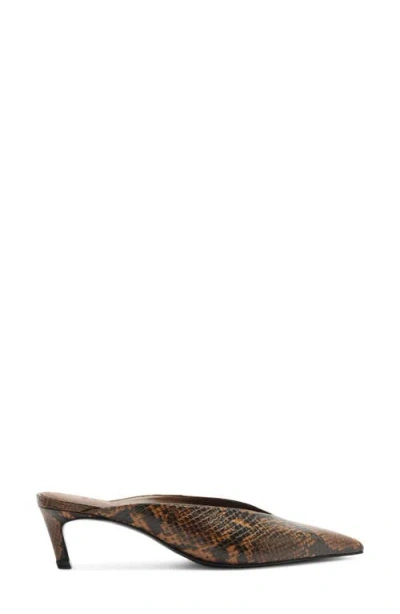 Schutz Loren Mid Mule Kitten Heels Pecan Brown In Brown