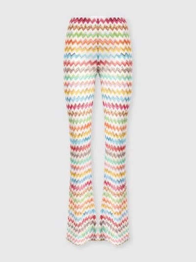 Missoni Flared Pants In Lamé Viscose With Micro Zigzag Pattern In Multi