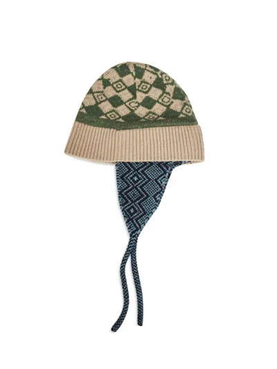 Dries Van Noten Multicolor Jacquard Wool Beanie With Earflaps In Multi